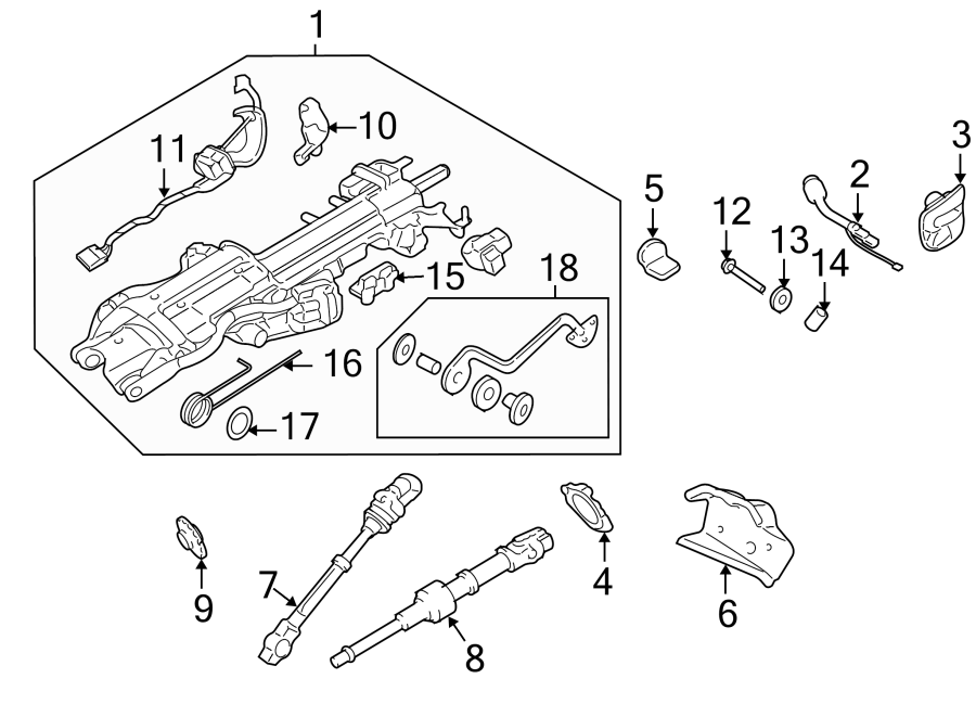 Diagram STEERING COLUMN. HOUSING & COMPONENTS. for your 2003 Ford F-150 4.6L Triton (Romeo) V8 A/T RWD King Ranch Extended Cab Pickup Fleetside 