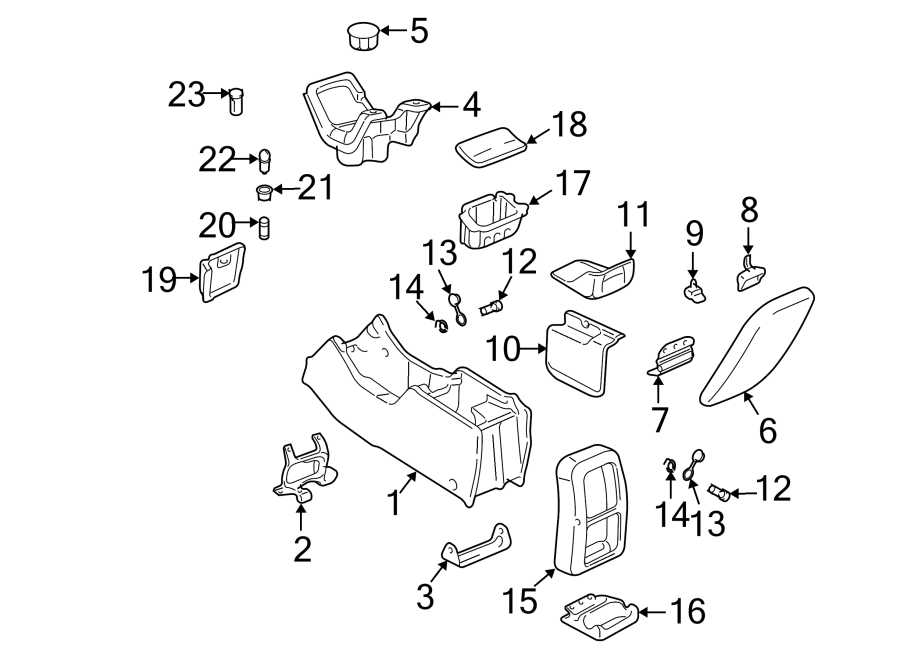 Diagram Floor console. for your 2018 Ford F-150 5.0L V8 FLEX A/T RWD Platinum Crew Cab Pickup Fleetside 