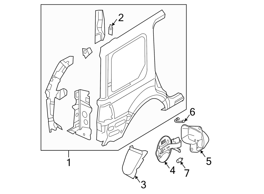 Diagram QUARTER PANEL & COMPONENTS. for your 2017 Ford Transit Connect   