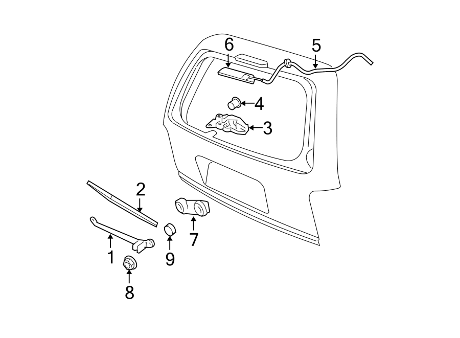 Diagram LIFT GATE. WIPER & WASHER COMPONENTS. for your 2024 Ford Bronco   