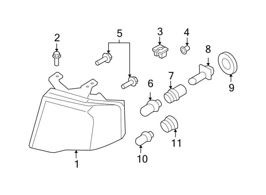 FRONT LAMPS. HEADLAMP COMPONENTS. Diagram