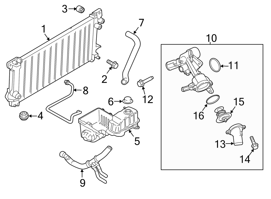 Diagram RADIATOR & COMPONENTS. for your 2008 Ford Explorer   