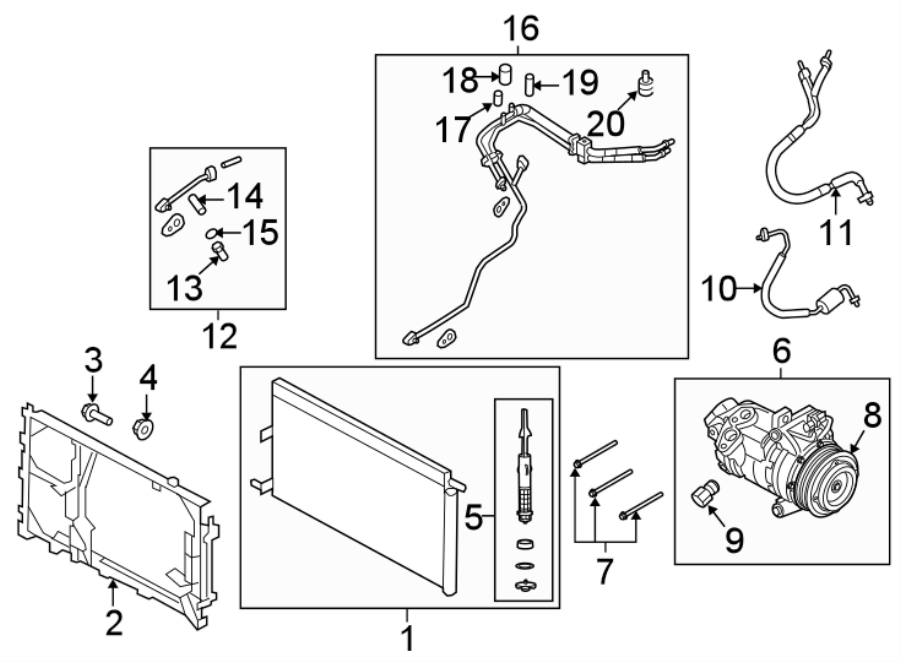 Diagram AIR CONDITIONER & HEATER. COMPRESSOR & LINES. CONDENSER. for your 2004 Ford Ranger   