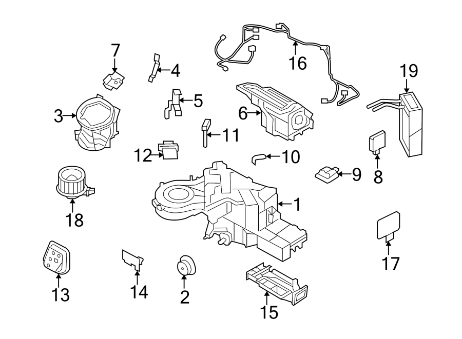 Diagram AIR CONDITIONER & HEATER. EVAPORATOR & HEATER COMPONENTS. for your 2012 Ford F-150 3.7L V6 FLEX A/T 4WD XL Extended Cab Pickup Fleetside 