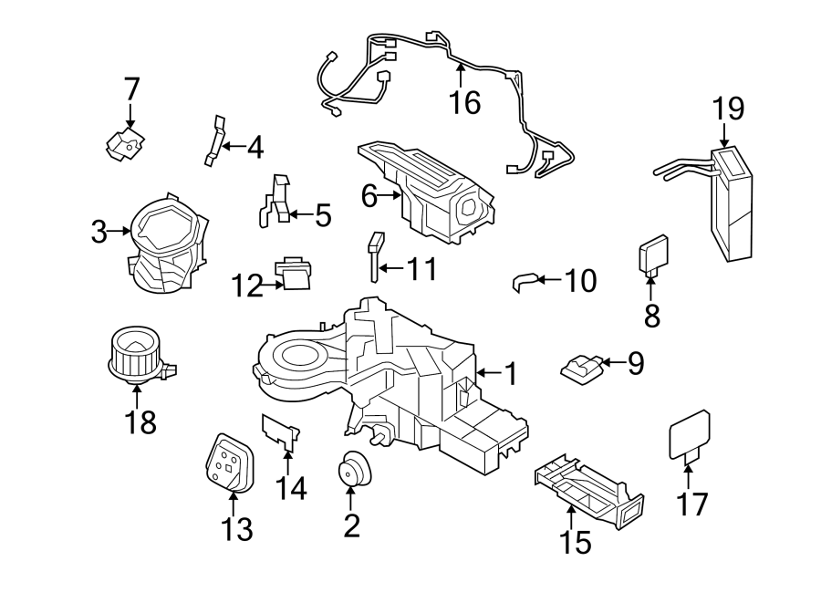 Diagram AIR CONDITIONER & HEATER. EVAPORATOR & HEATER COMPONENTS. for your 2023 Ford Expedition   