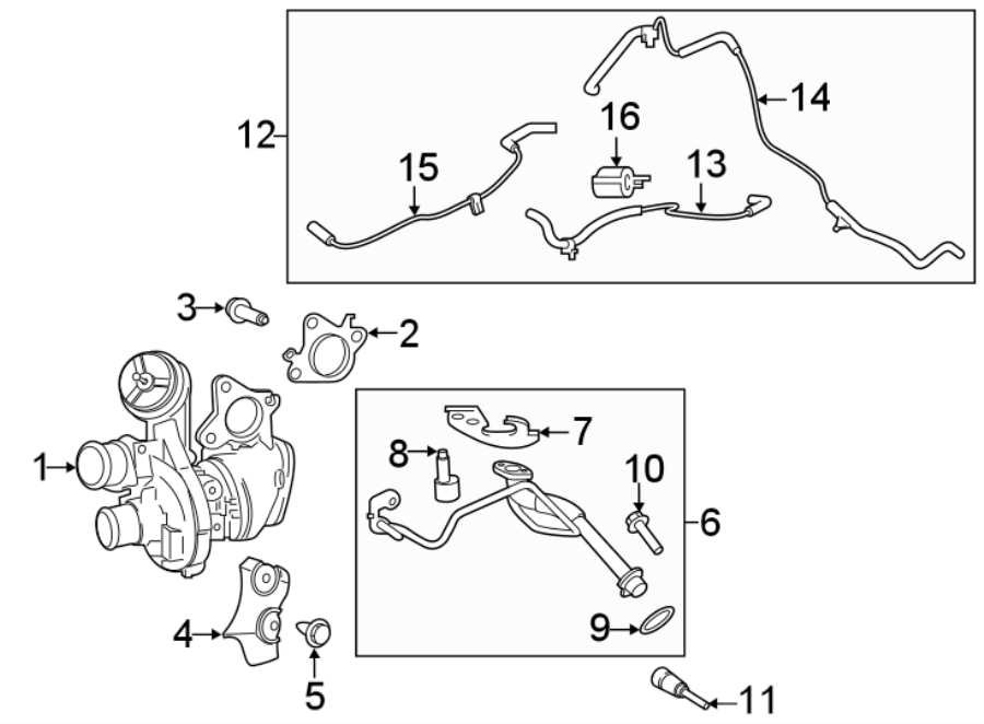 Diagram Turbocharger & components. for your Ford