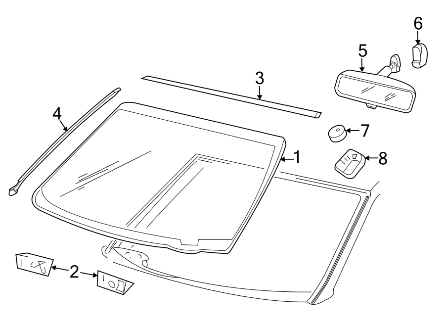 Diagram WINDSHIELD. GLASS. for your 2013 Ford F-150 5.0L V8 FLEX A/T RWD STX Extended Cab Pickup Fleetside 