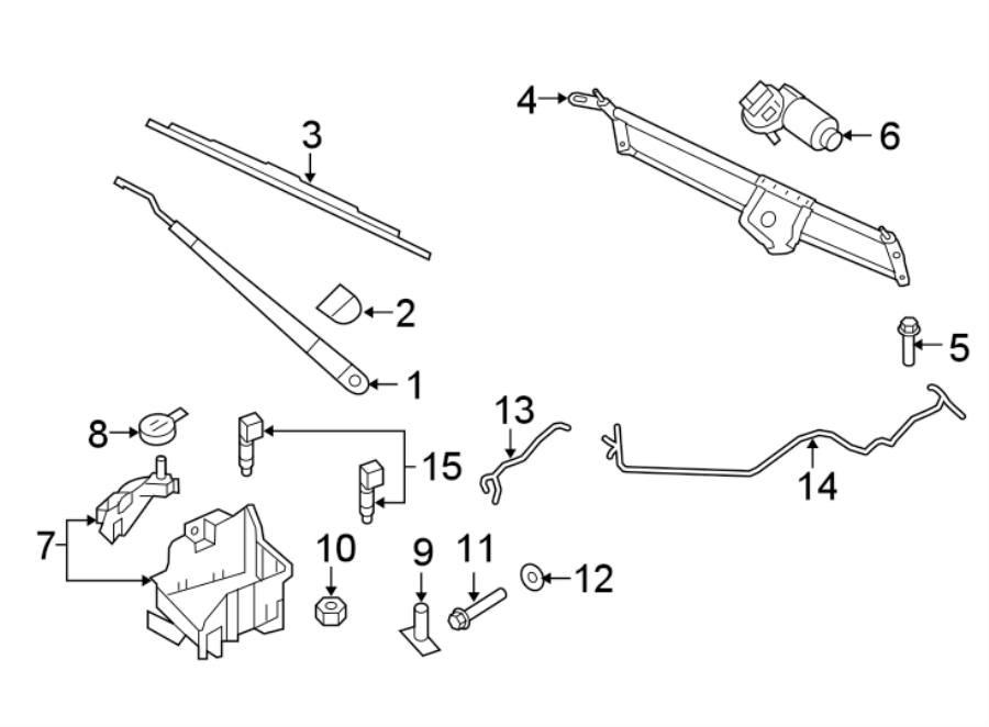 Diagram WINDSHIELD. WIPER & WASHER COMPONENTS. for your 2020 Lincoln MKZ   