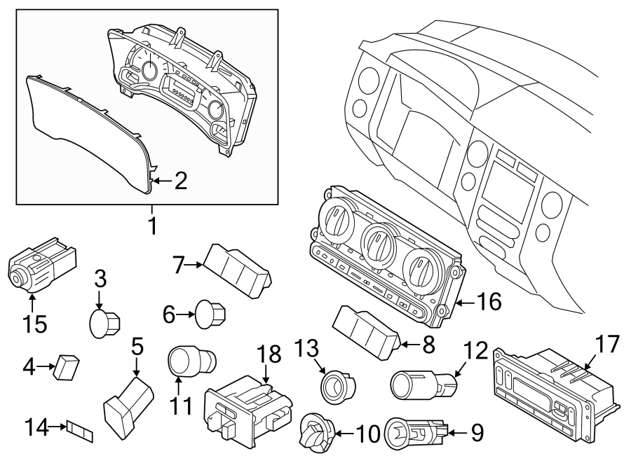 Diagram INSTRUMENT PANEL. CLUSTER & SWITCHES. for your 2014 Ford F-150 3.7L V6 LPG A/T 4WD STX Crew Cab Pickup Fleetside 