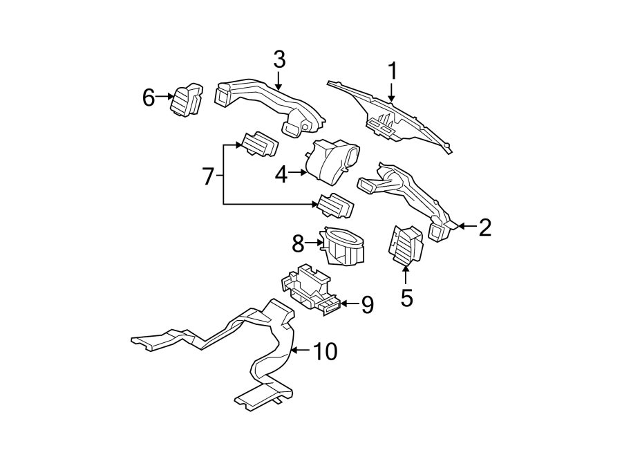 Diagram INSTRUMENT PANEL. DUCTS. for your Ford