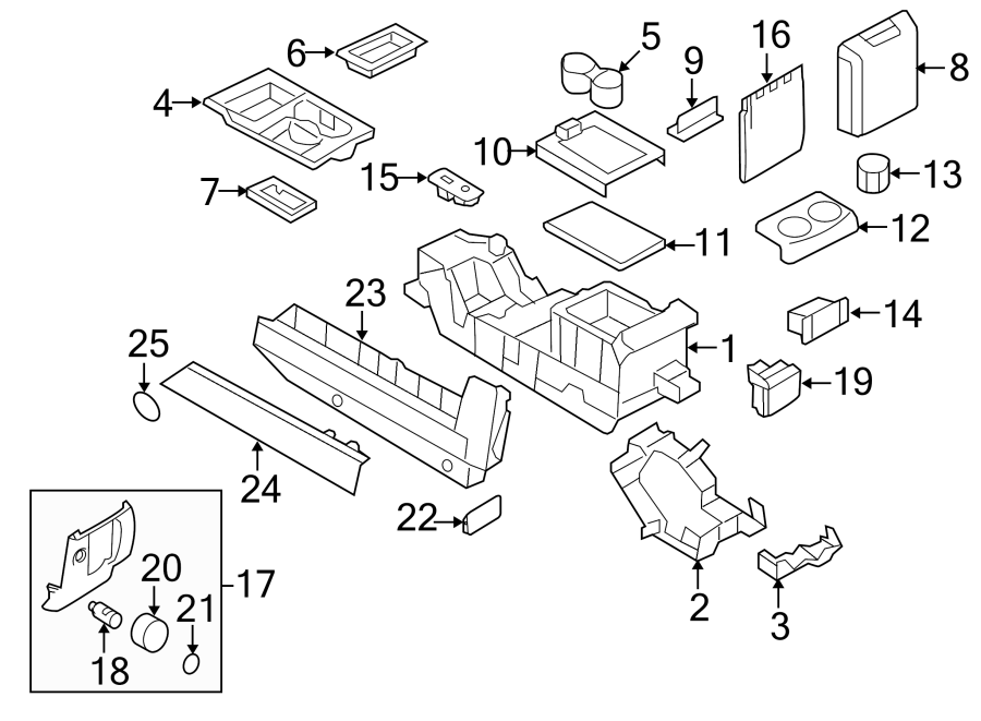 Diagram CENTER CONSOLE. for your 2010 Ford F-150 4.6L V8 A/T RWD FX2 Extended Cab Pickup Fleetside 