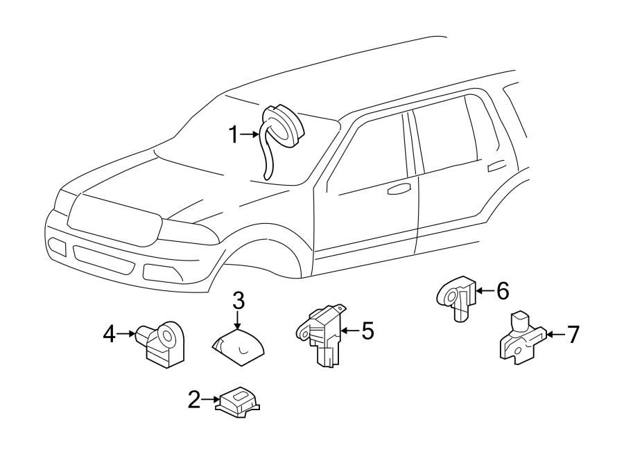 Diagram RESTRAINT SYSTEMS. AIR BAG COMPONENTS. for your 1997 Ford F-150   