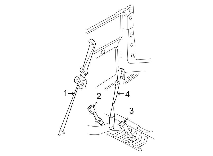 Diagram RESTRAINT SYSTEMS. THIRD ROW SEAT BELTS. for your 2001 Ford Explorer   