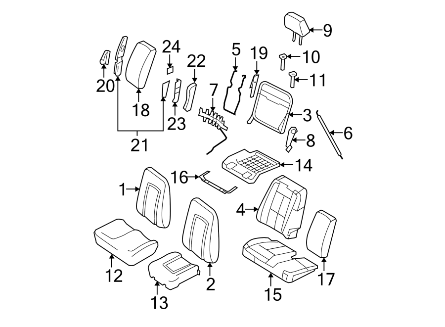 Diagram SEATS & TRACKS. FRONT SEAT COMPONENTS. for your 2012 Ford F-150  XL Crew Cab Pickup Fleetside 