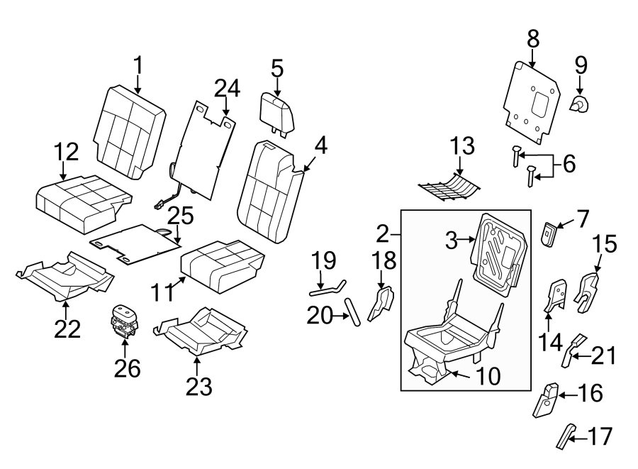 Diagram SEATS & TRACKS. SECOND ROW SEATS. for your Lincoln MKZ  