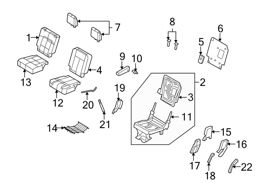 Diagram SEATS & TRACKS. SECOND ROW SEATS. for your Ford Expedition  