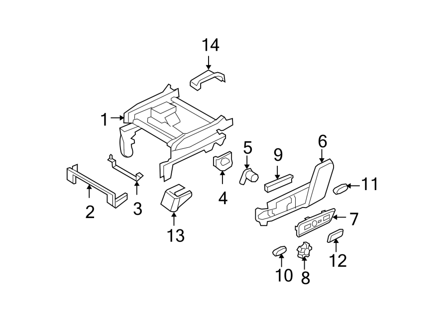 Diagram SEATS & TRACKS. TRACKS & COMPONENTS. for your 2010 Ford F-150 5.4L Triton V8 FLEX A/T RWD FX2 Crew Cab Pickup Fleetside 