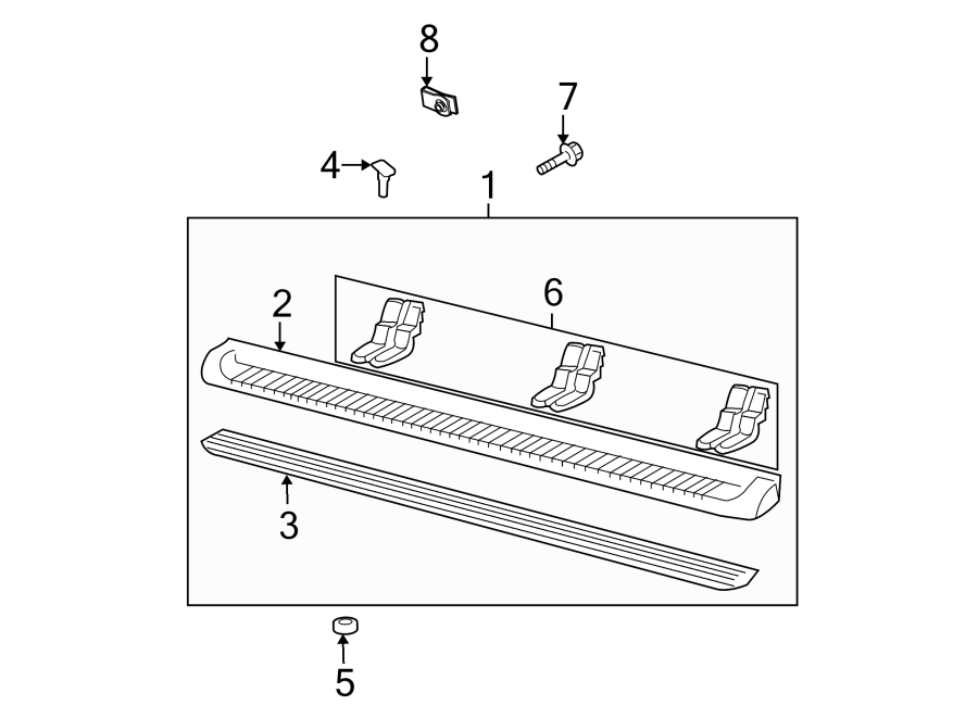 Diagram PILLARS. ROCKER & FLOOR. RUNNING BOARD. for your 2003 Ford F-150  XLT Standard Cab Pickup Fleetside 