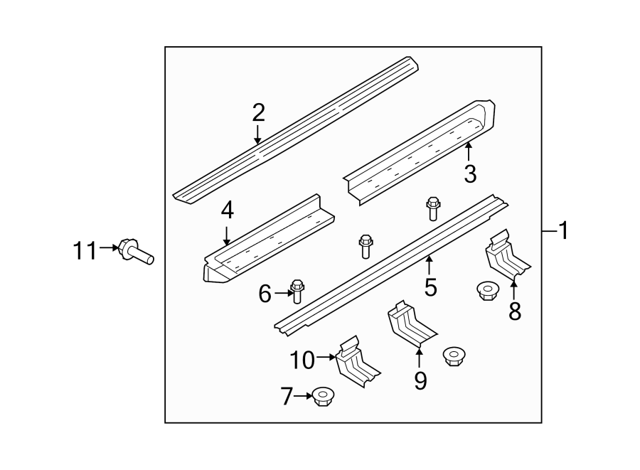 Pillars. Rocker & floor. Running board. Diagram