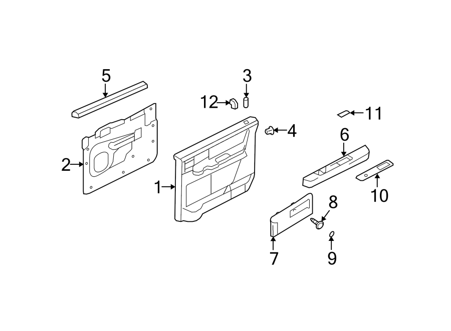 Diagram REAR DOOR. INTERIOR TRIM. for your 1990 Ford Bronco   