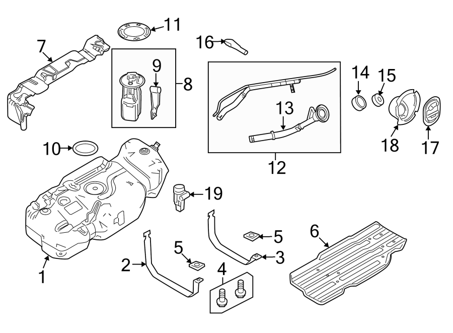 Diagram FUEL SYSTEM COMPONENTS. for your 2014 Lincoln MKZ Hybrid Sedan  