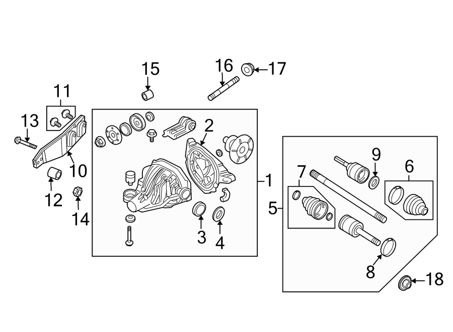 Diagram Rear suspension. Carrier & components. for your 2019 Ford F-150 3.5L EcoBoost V6 A/T RWD King Ranch Crew Cab Pickup Fleetside 