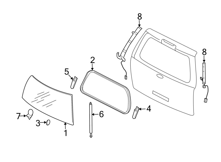 Diagram LIFT GATE. GLASS. for your 1997 Ford Expedition   