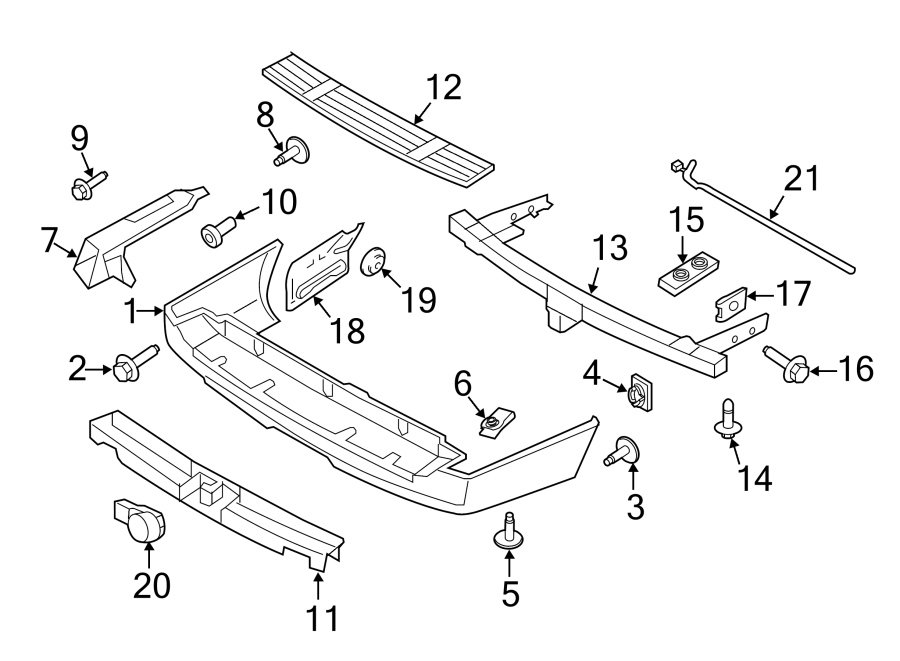 Diagram REAR BUMPER. BUMPER & COMPONENTS. for your 2019 Lincoln MKZ Reserve I Sedan  