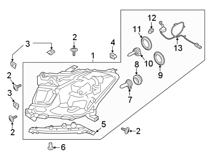 Diagram FRONT LAMPS. HEADLAMP COMPONENTS. for your 2004 Ford F-150 4.6L Triton (Romeo) V8 A/T 4WD STX Standard Cab Pickup Stepside 