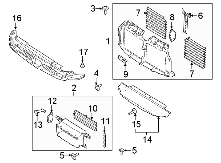 Diagram RADIATOR SUPPORT. SPLASH SHIELDS. for your 2011 Ford F-150   