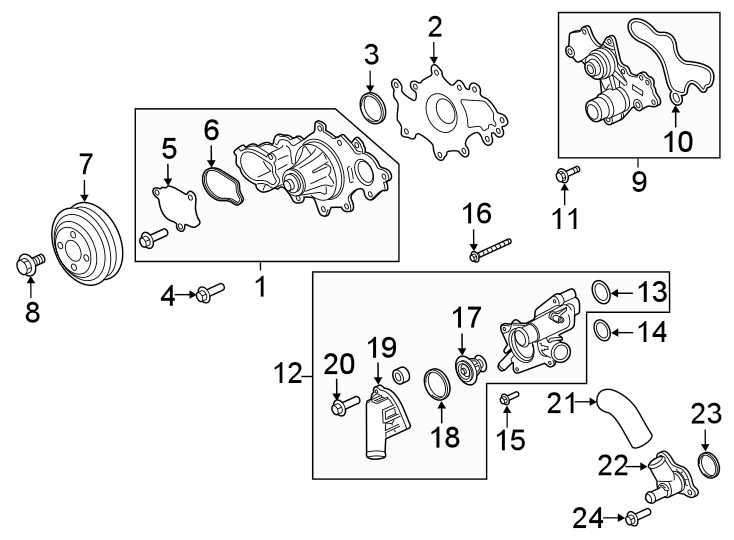 Diagram WATER PUMP. for your 2013 Ford Police Interceptor Utility 3.7L V6 A/T FWD Base Sport Utility 