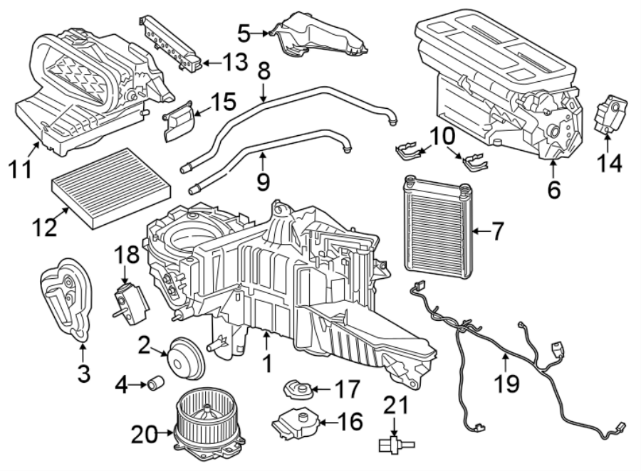 Diagram AIR CONDITIONER & HEATER. EVAPORATOR & HEATER COMPONENTS. for your 2013 Ford