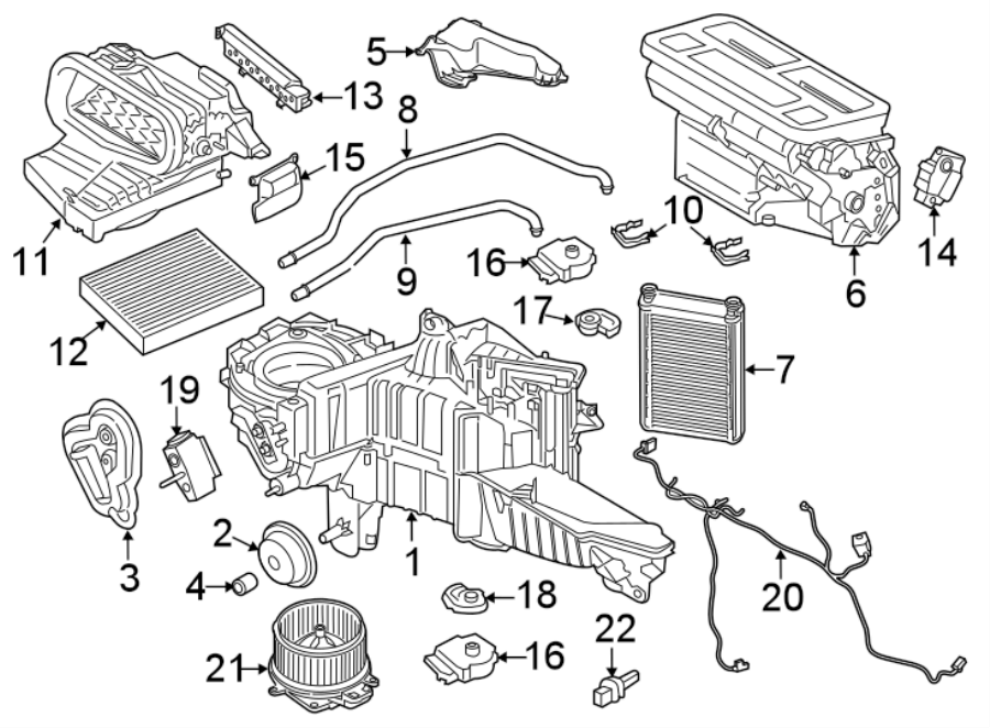 Diagram AIR CONDITIONER & HEATER. EVAPORATOR & HEATER COMPONENTS. for your 2009 Ford Expedition   