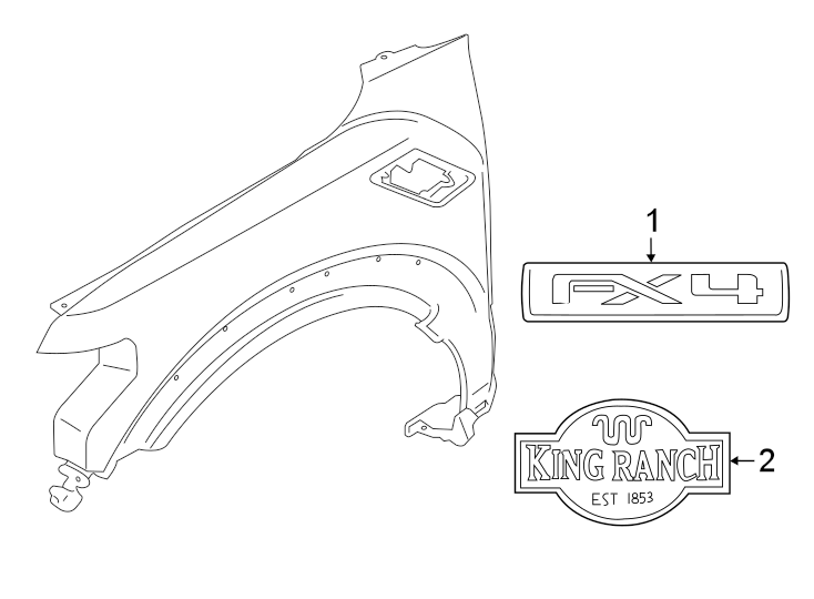 Diagram Fender. Exterior trim. for your 1996 Ford Bronco   