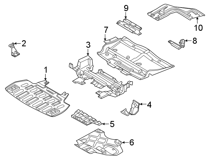 Diagram Frame. Under cover & splash shields. for your Ford