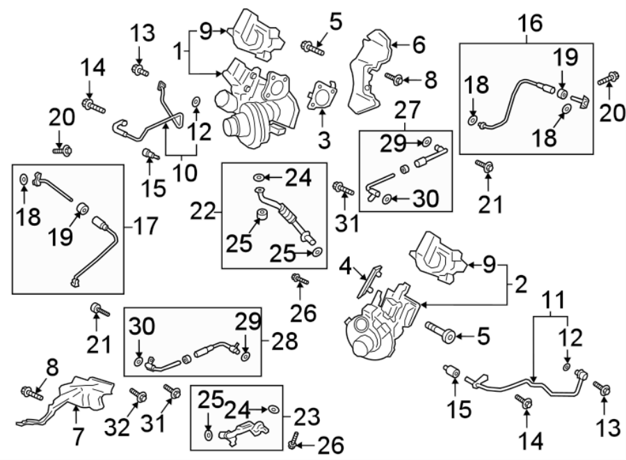 Diagram TURBOCHARGER & COMPONENTS. for your 2005 Ford F-150   