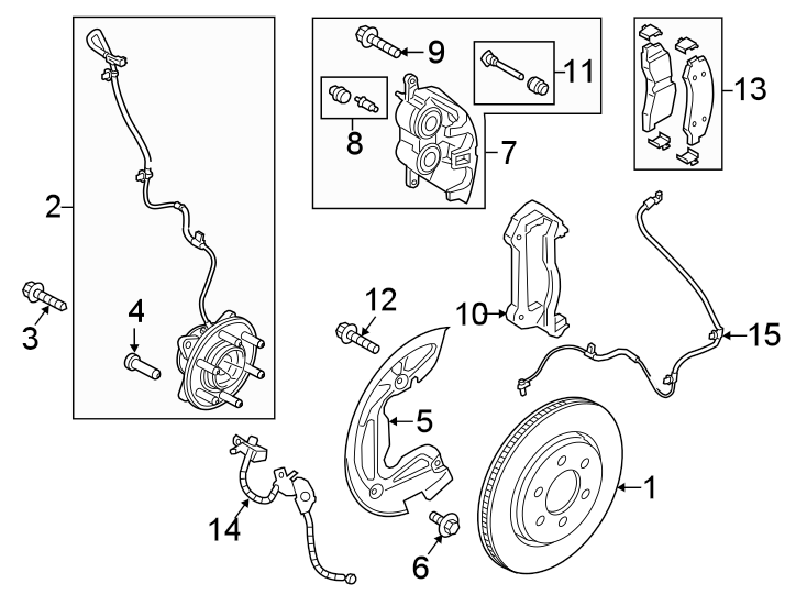 Diagram FRONT SUSPENSION. BRAKE COMPONENTS. for your 2015 Ford F-150   