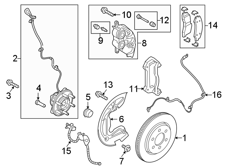 Diagram FRONT SUSPENSION. BRAKE COMPONENTS. for your 2008 Ford F-150  FX2 Standard Cab Pickup Fleetside 