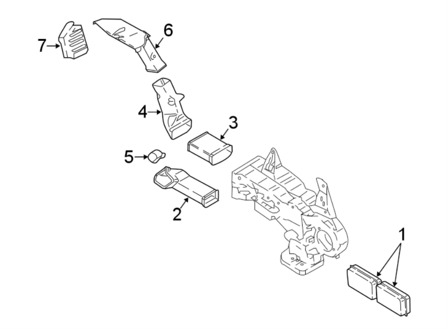 Diagram INSTRUMENT PANEL. DUCTS. for your 2022 Ford Expedition 3.5L EcoBoost V6 A/T RWD Limited Sport Utility 