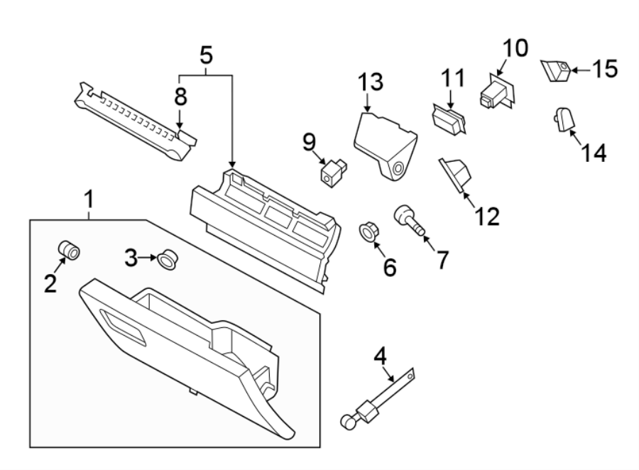 Diagram INSTRUMENT PANEL. GLOVE BOX. for your 2013 Ford F-150   