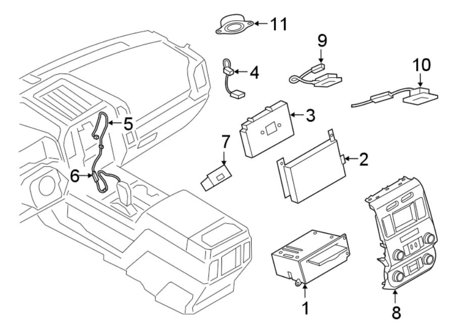 Diagram INSTRUMENT PANEL. NAVIGATION SYSTEM COMPONENTS. for your 2020 Ford Transit-350   