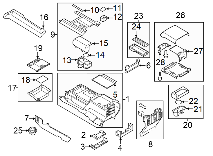 Diagram 2022-24. Console & components. Full console. for your 1998 Lincoln Navigator   