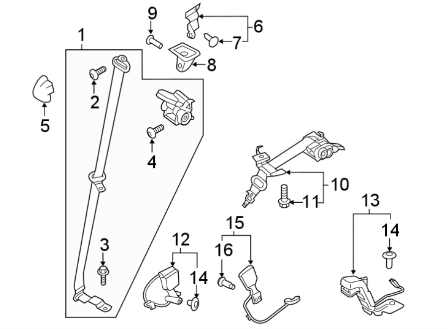 Diagram RESTRAINT SYSTEMS. THIRD ROW SEAT BELTS. for your 1998 Ford Expedition   