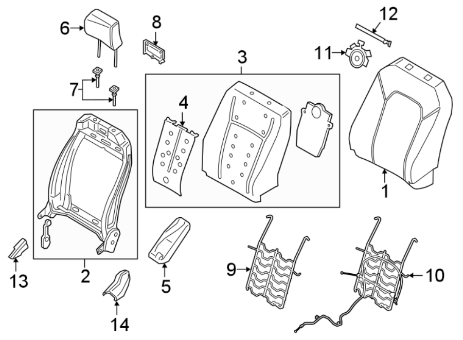 Diagram SEATS & TRACKS. FRONT SEAT COMPONENTS. for your 1991 Ford F-150   