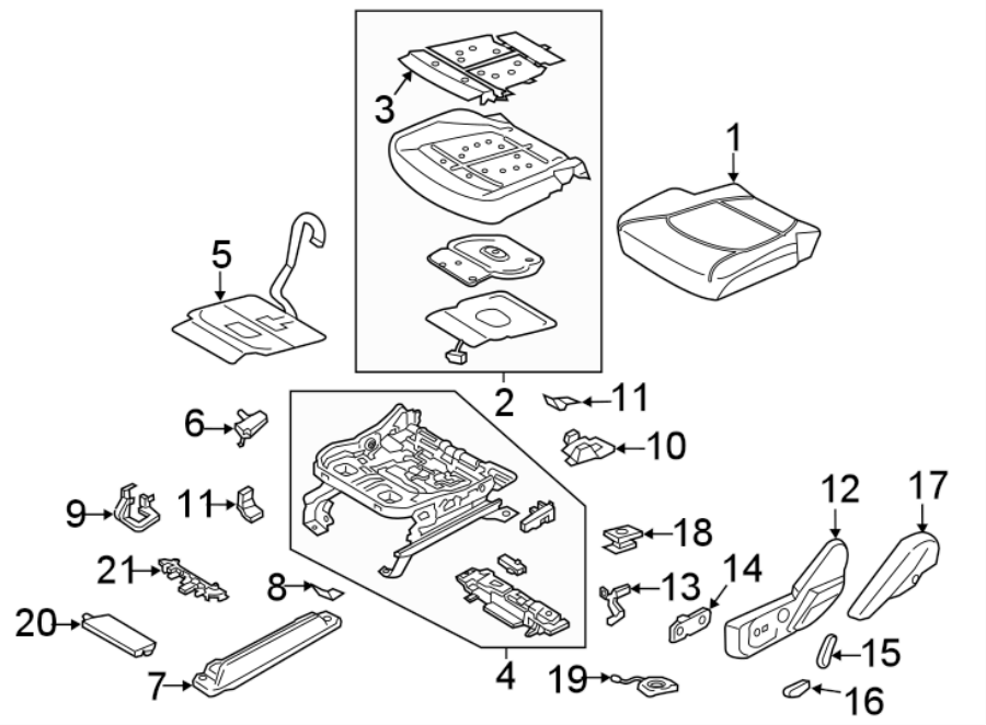 Diagram SEATS & TRACKS. FRONT SEAT COMPONENTS. for your Ford F-350 Super Duty  