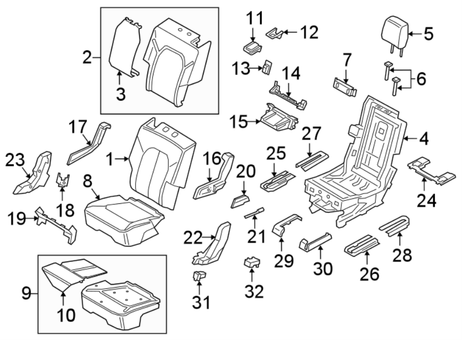 Diagram SEATS & TRACKS. SECOND ROW SEATS. for your 2012 Ford F-150 3.7L V6 FLEX A/T 4WD XL Crew Cab Pickup Fleetside 