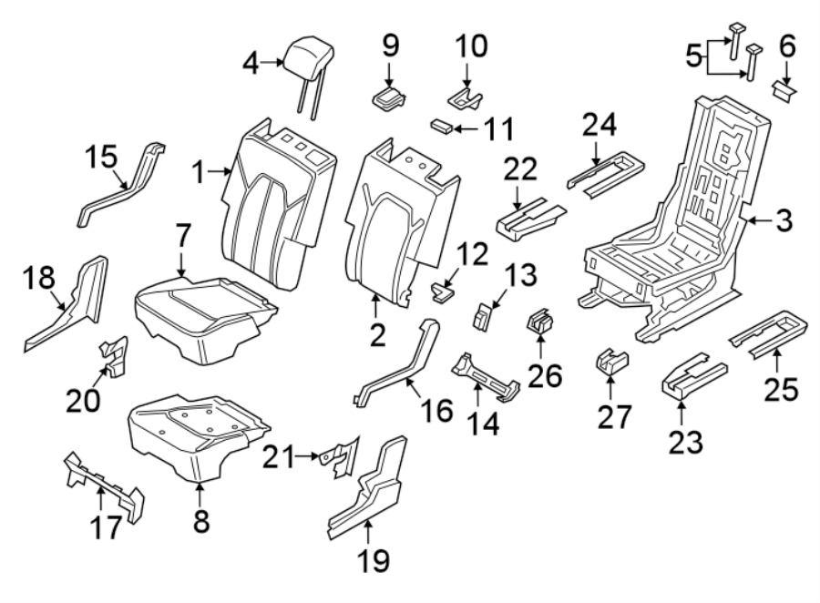 Diagram SEATS & TRACKS. SECOND ROW SEATS. for your 2017 Ford Expedition   