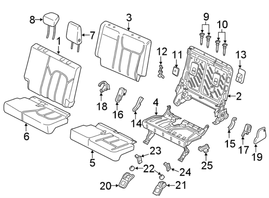 Diagram SEATS & TRACKS. THIRD ROW SEATS. for your 2019 Ford Expedition 3.5L EcoBoost V6 A/T 4WD Max Limited Sport Utility 