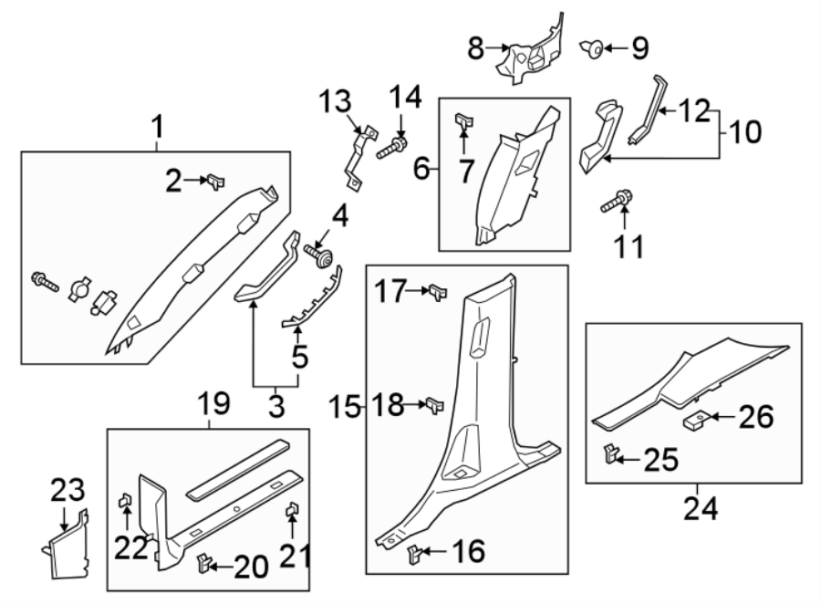 Diagram PILLARS. ROCKER & FLOOR. INTERIOR TRIM. for your 2004 Ford Expedition   