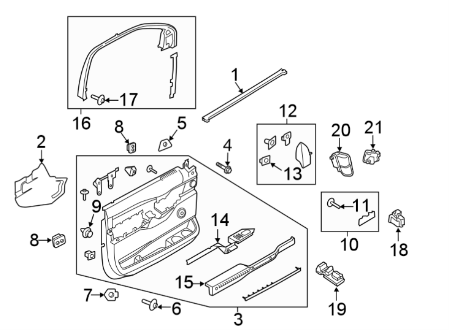 FRONT DOOR. INTERIOR TRIM. Diagram